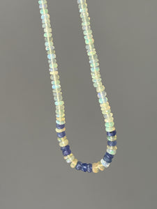 Sparkling Golden Ethiopian Opal & Tanzanite necklace