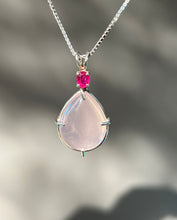 Load image into Gallery viewer, Ruby and Gemmy Rose Quartz necklace