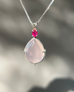 Ruby and Gemmy Rose Quartz necklace