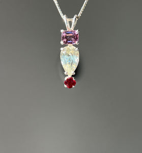 Rare Euclase necklace with Violet & Red Spinel