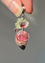 Load image into Gallery viewer, Watermelon Tourmaline slice pendant with Gem Pink Cobalto Calcite and Pink Tourmaline