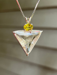 Shimmering Rutile Quartz Angelic Star necklace with Brilliant Sphene