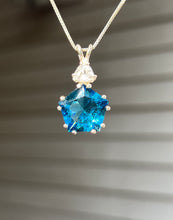 Load image into Gallery viewer, Tibetan Blue Obsidian Star of Venus necklace with trillion cut Danburite