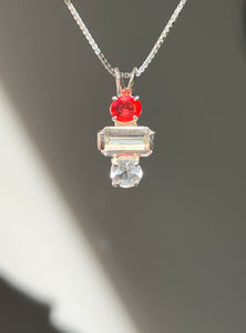 One of a kind - Fancy Sapphire, Amblygonite & Herkimer Diamond trilogy necklace