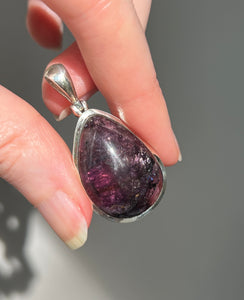 One of a kind - RARE XL Gem Grade Siberite aka Purple Tourmaline pendant