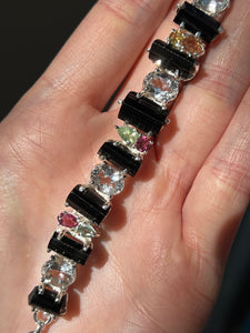 Stunning Black Tourmaline, Multi Tourmaline and White Topaz bracelet