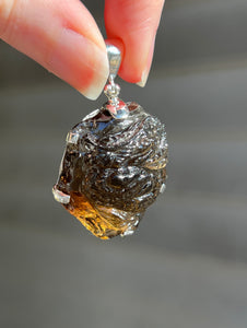 Natural Smoky Citrine Carved Dragon pendant