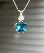 Load image into Gallery viewer, Tibetan Blue Obsidian Star of Venus necklace with trillion cut Danburite