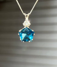 Load image into Gallery viewer, Tibetan Blue Obsidian Star of Venus necklace with trillion cut Danburite