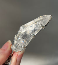 Load image into Gallery viewer, Luminous Arkansas Quartz with bridge formation and Blue Topaz pendant