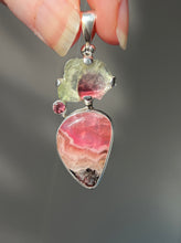 Load image into Gallery viewer, Watermelon Tourmaline slice pendant with Gem Pink Cobalto Calcite and Pink Tourmaline