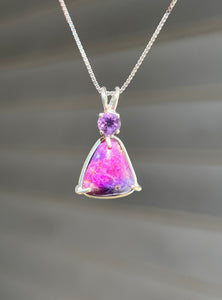 Hot pink Sugilite necklace with Amethyst