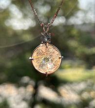 Load image into Gallery viewer, XL Rutile Quartz Radiant Heart necklace with color change Blue and Green Sapphire