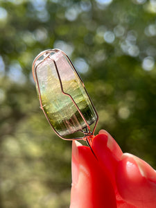 8.5g Blue capped Rainbow Tourmaline Wire Wrapped pendant (Indicolite, Green & Lilac Tourmaline)