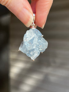 Gemmy, Ethereal Blue Celestite druzy cluster pendant