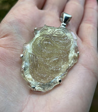 Load image into Gallery viewer, Collectors Drop - 65.5 carat Carved Authentic Libyan Tektite Dragon pendant - Excellent Clarity!