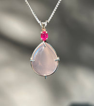 Load image into Gallery viewer, Ruby and Gemmy Rose Quartz necklace