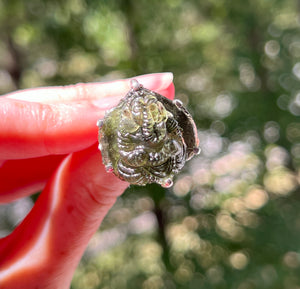 Collectors Drop - RARE Lord Ganesha carved Moldavite size 8 - One of a kind