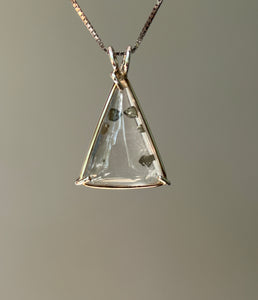 Magical Pyrite in Quartz triangle necklace