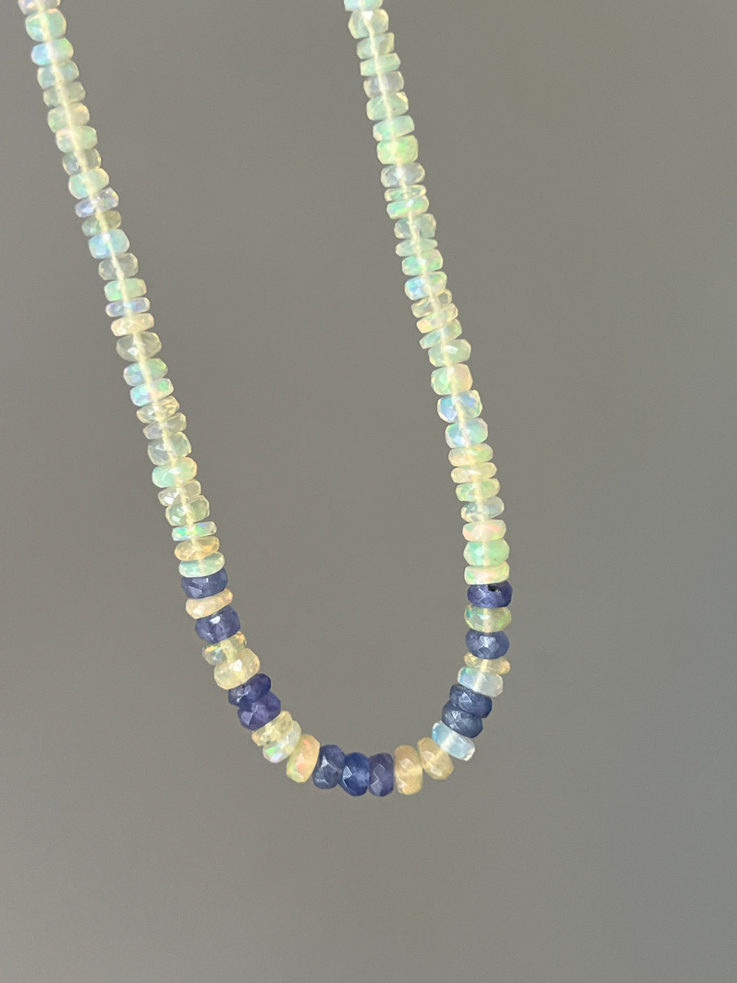 Sparkling Golden Ethiopian Opal & Tanzanite necklace