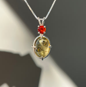 Yellow Tourmaline necklace with AAA color change Spessartine Garnet