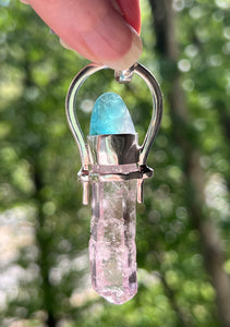 One of a Kind - Collectors Blue & Purple Fluorite with Vera Cruz Amethyst Crystal pendant
