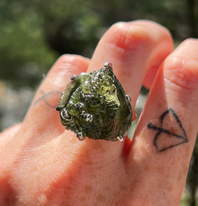 Collectors Drop - RARE Lord Ganesha carved Moldavite size 8 - One of a kind