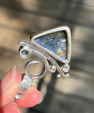 Load image into Gallery viewer, Collectors Drop - One of a Kind Labradorite, Blue &amp; White Topaz pendant