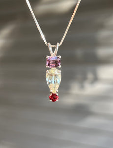 Rare Euclase necklace with Violet & Red Spinel