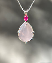 Load image into Gallery viewer, Ruby and Gemmy Rose Quartz necklace