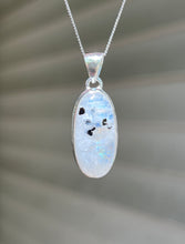 Load image into Gallery viewer, Full flash Rainbow Moonstone pendant with Black Tourmaline