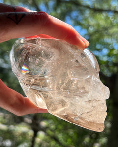 “Prismatic Traveller” Star Being carved skull in mystical Smoky Quartz