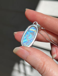 Full flash Rainbow Moonstone pendant with Black Tourmaline