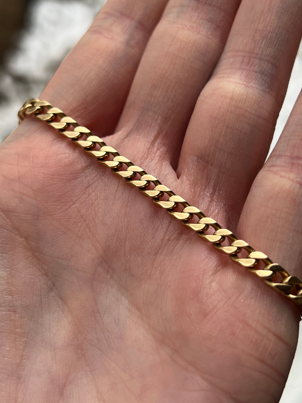 Solid 18k Yellow Gold Curb bracelet with security chain