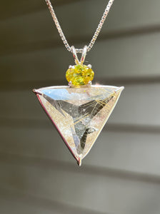 Shimmering Rutile Quartz Angelic Star necklace with Brilliant Sphene