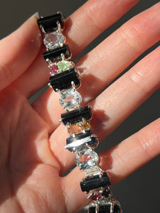 Stunning Black Tourmaline, Multi Tourmaline and White Topaz bracelet