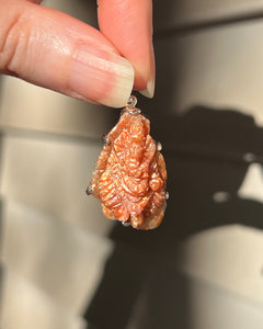 Sparkling Sunstone carved Ganesha pendant