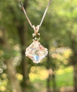 Danburite Magician Stone necklace with RARE Inner Child and Moldavite Crown