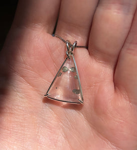 Magical Pyrite in Quartz triangle necklace