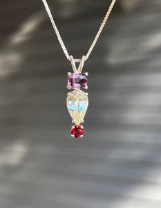 Rare Euclase necklace with Violet & Red Spinel