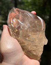 Load image into Gallery viewer, “Prismatic Traveller” Star Being carved skull in mystical Smoky Quartz