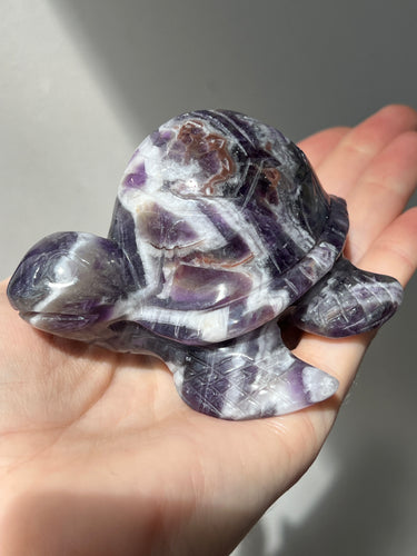Collectors Chevron Amethyst heavy and detailed Turtle Spirit Animal carving