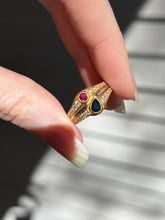 Load image into Gallery viewer, Solid 18k yellow gold natural earth mined Diamond, Ruby &amp; Sapphire piece