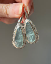 Load image into Gallery viewer, Faceted Aquamarine and White Topaz drop earrings