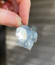 Load image into Gallery viewer, Gemmy, Ethereal Blue Celestite druzy cluster pendant