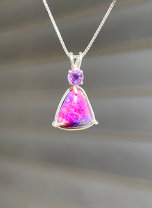 Hot pink Sugilite necklace with Amethyst