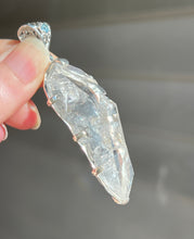 Load image into Gallery viewer, Luminous Arkansas Quartz with bridge formation and Blue Topaz pendant