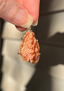 Sparkling Sunstone carved Ganesha pendant