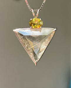 Shimmering Rutile Quartz Angelic Star necklace with Brilliant Sphene