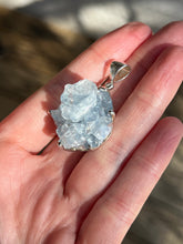 Load image into Gallery viewer, Gemmy, Ethereal Blue Celestite druzy cluster pendant